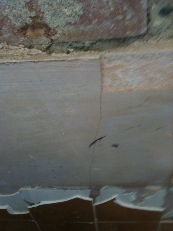 Section of old tiles removed