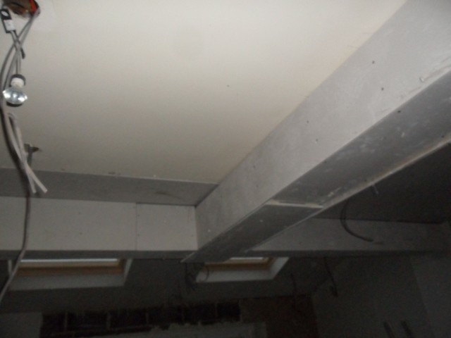 Steel supports nearly fully boarded, require a couple of layers for fire safety