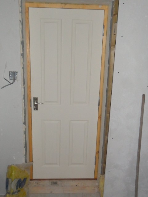 Fire door and frame now in place