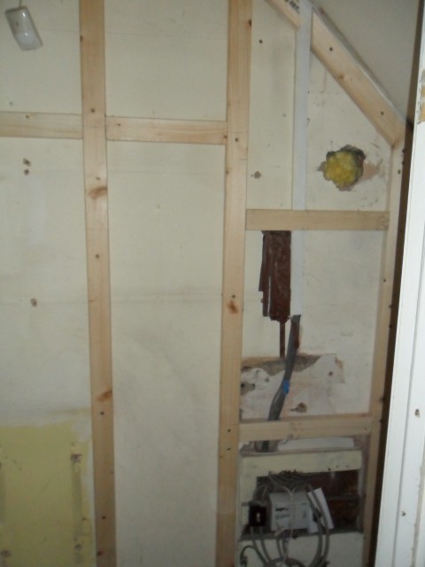 Joinery in what will be the downstairs WC, put in place to ensure all the wiring and elecy meeting will be covered up