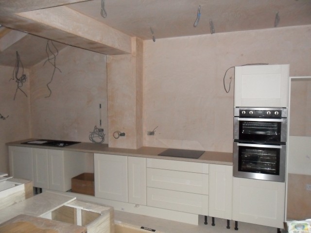 Kitchen partly in place....