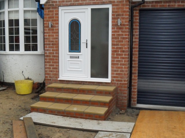 Front steps in place