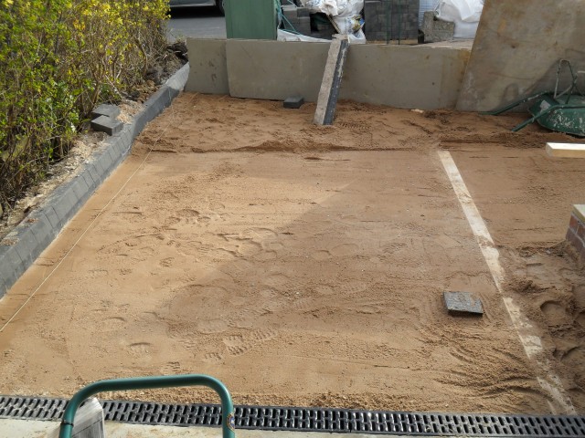 Edgings in place and sand started to be laid