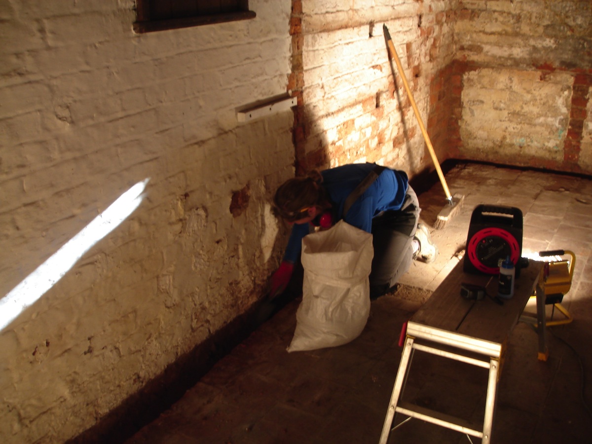 Claire on her hands on knees with a garden trowel...she said she felt like someone from the great escape!