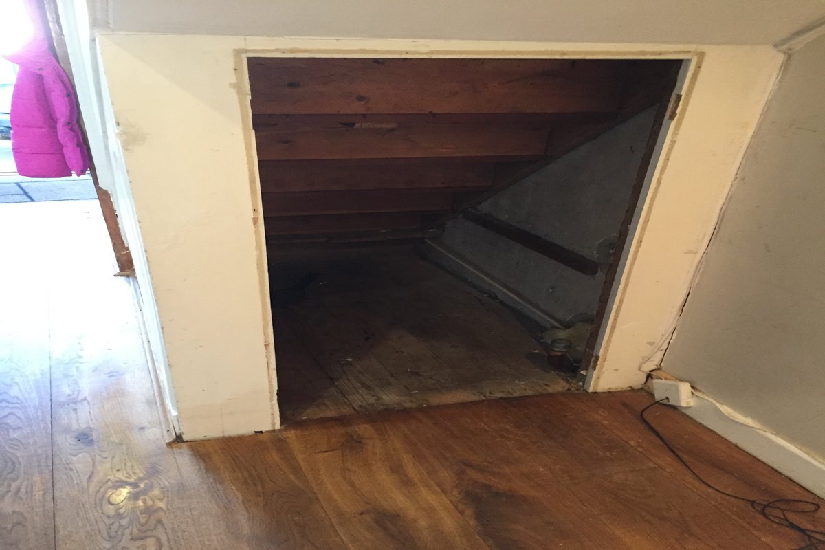 Under stairs before