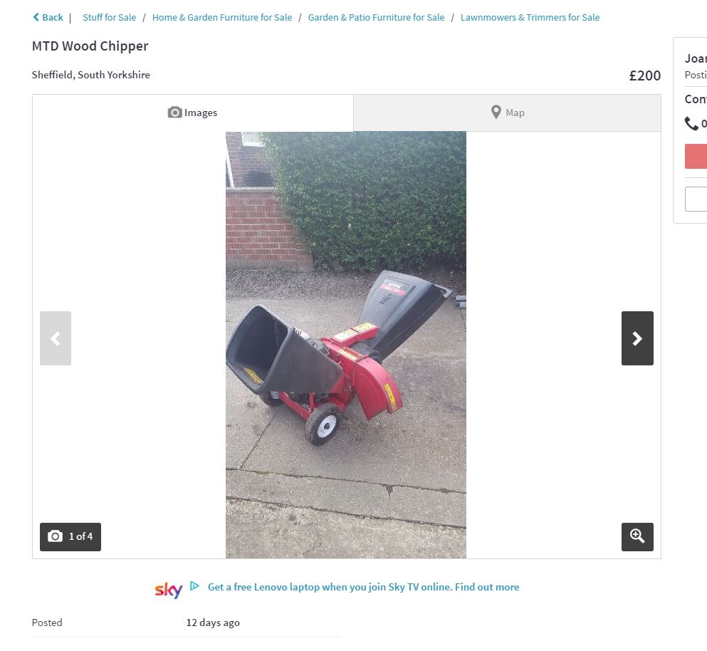 Petrol chipper on Gumtree.JPG