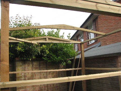 This is all we were given to support a roof, admittedly we requested the slope to be quite acute, to get the height for standing on the decked area