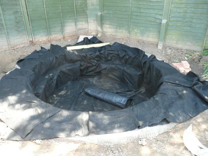 Step 4 - Line the pond with a geotextile underlay to protect the pond liner.